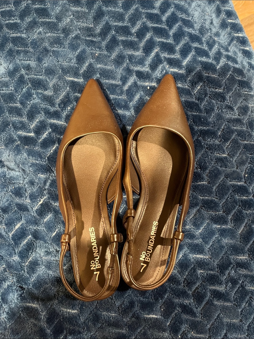 No Boundaries Brown Pointed Toe Slingback Flats